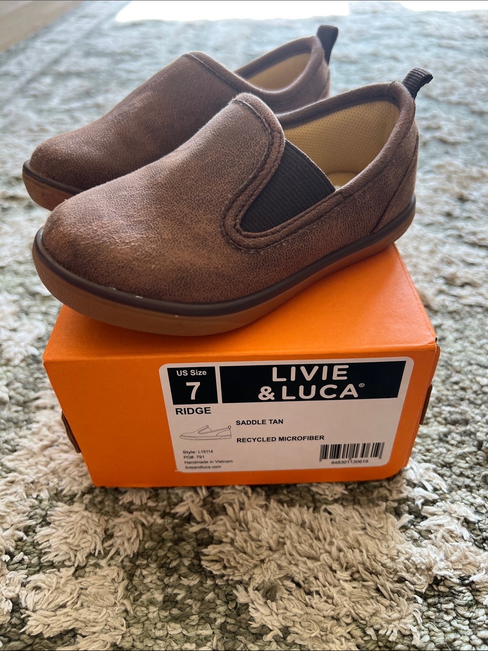 Livie & Luca Saddle Tan Slip-On Kids Sneakers